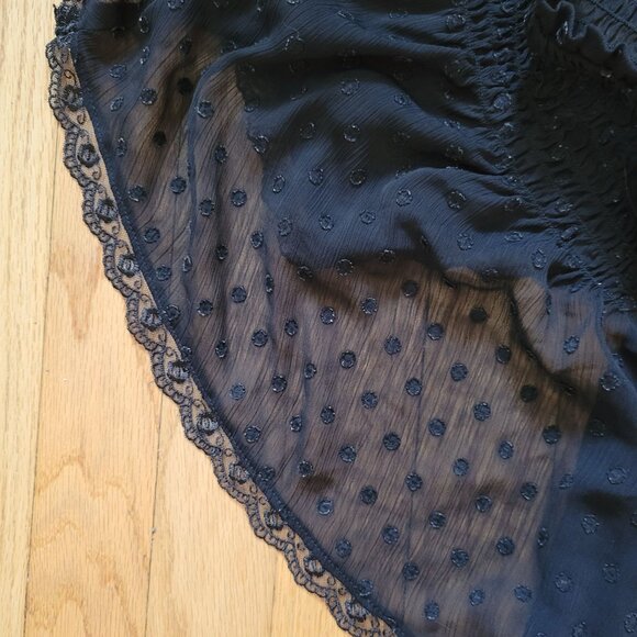 Torrid Black Sheer Swiss Dot Off-Shoulder Top With Lace Trim Size 6 - Picture 3 of 5